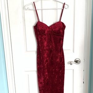 Velvet-Inspired Burgundy Dress